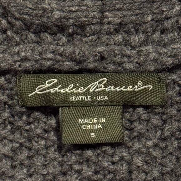 Eddie Bauer Cardigan Wool Chunky Cozy Dark Academia Minimalist Open Gray Small - Picture 2 of 6